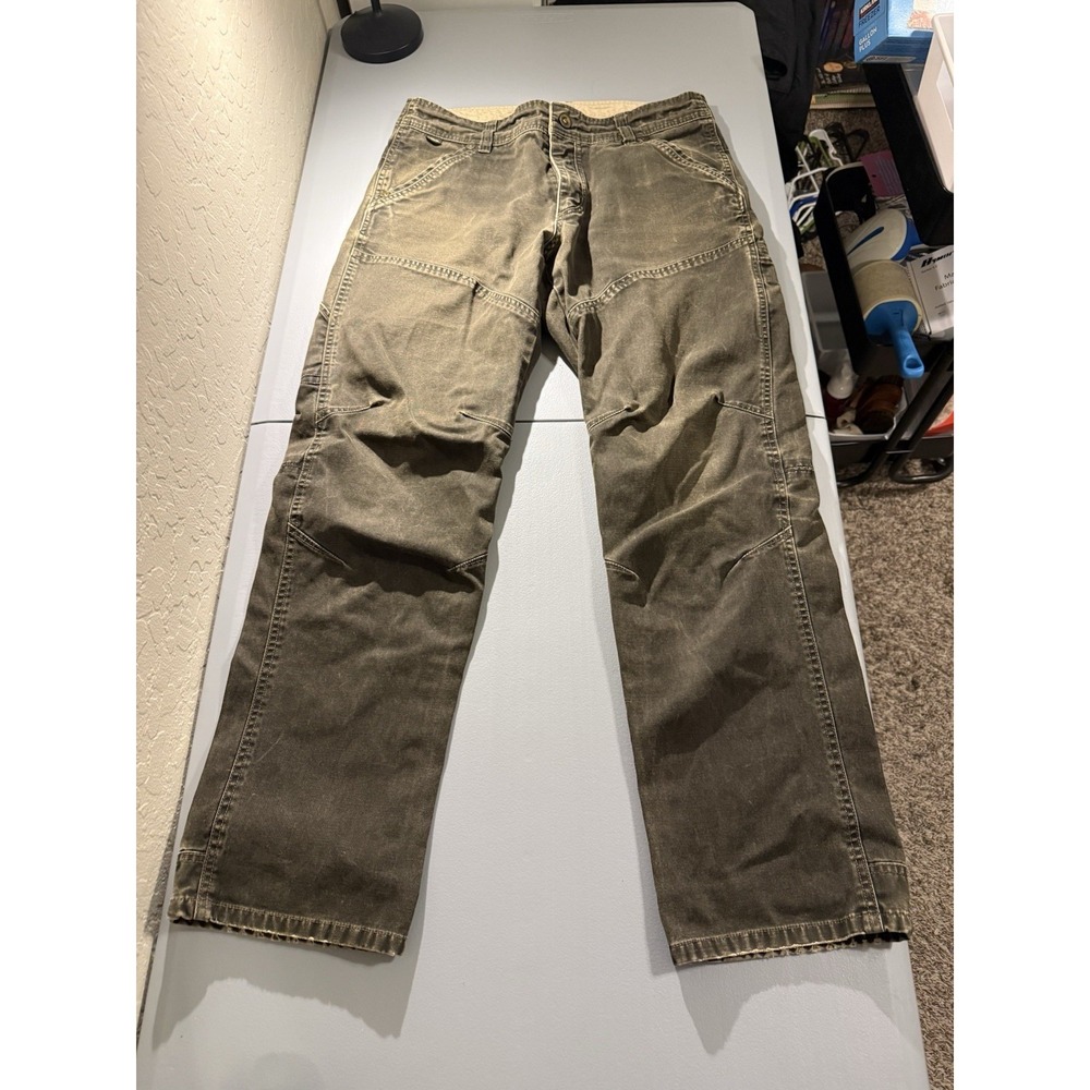 Kuhl the Lawless Men's Workwear Pants 34x32 (34x31) Brown Waxed Patina Dye